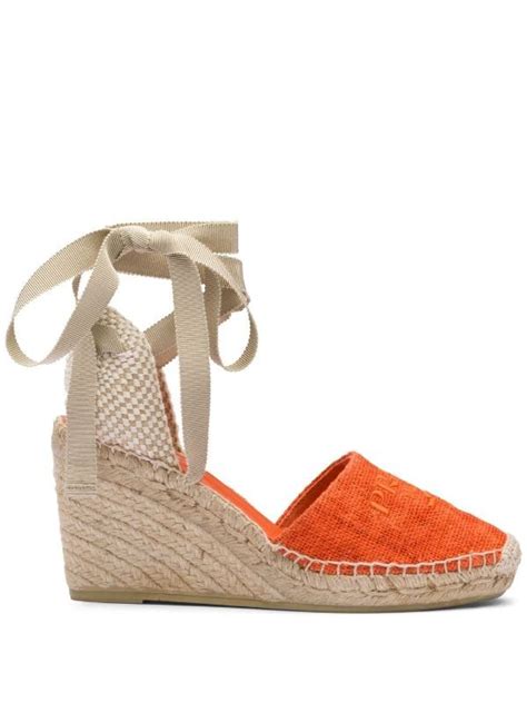 prada ankle strap espadrille wedge sandal women|Prada plexiglass sandals.